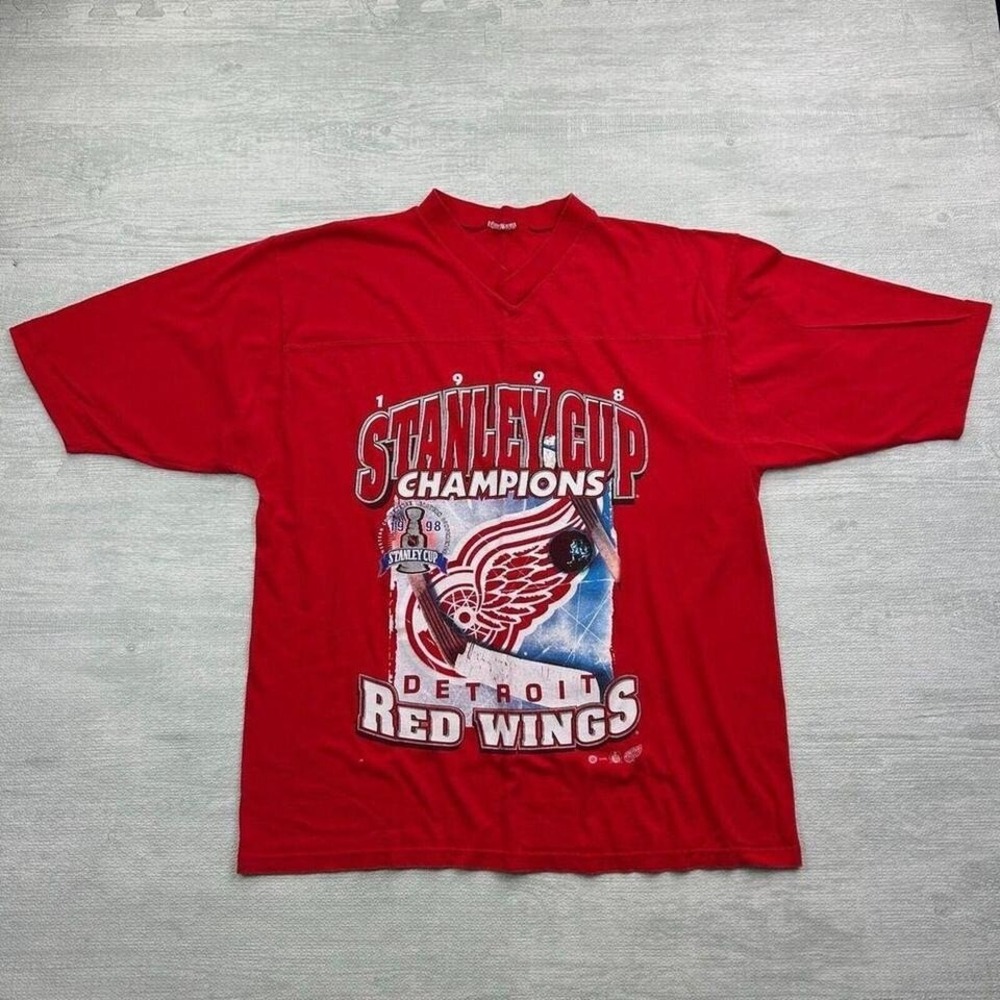 Vintage Detroit Red Wings Shirt Adult XL Red Stanley Cup Champions 1998 Hockey